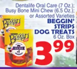 Bravo Supermarkets BEGGIN' STRIPS DOG TREATS 6 Oz. Box offer