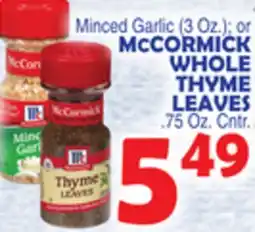 Bravo Supermarkets MCCORMICK WHOLE THYME LEAVES offer