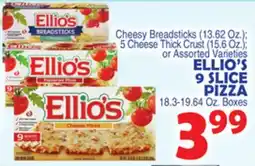 Bravo Supermarkets ELLIO'S 9 SLICE PIZZA, 18.3-19.64 Oz. Boxes offer
