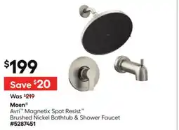 Lowe's Moen Avri Magnetix Spot Resist Brushed Nickel Bathtub & Shower Faucet offer