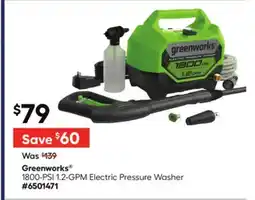 Lowe's Greenworks 1800-PSI 1.2-GPM Electric Pressure Washer offer