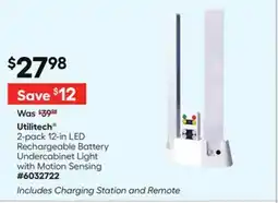 Lowe's Utilitech 2-pack 12-in LED Rechargeable Battery Undercabinet Light with Motion Sensing offer