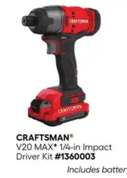 Lowe's CRAFTSMAN V20 MAXF 1/4-in Impact Driver Kit offer