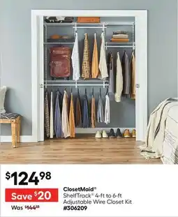 Lowe's ClosetMaid ShelfTrack 4-ft to 6-ft Adjustable Wire Closet Kit offer
