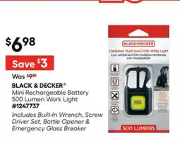 Lowe's BLACK & DECKER Mini Rechargeable Battery 500 Lumen Work Light offer