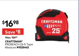 Lowe's CRAFTSMAN PROREACH 25-ft Tape Measure offer