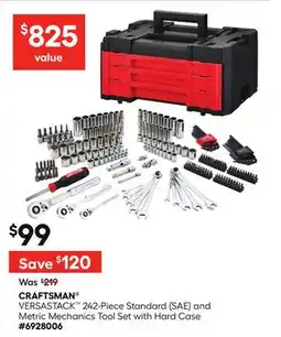 Lowe's CRAFTSMAN VERSASTACK 242-Piece Standard (SAE) and Metric Mechanics Tool Set with Hard Case offer