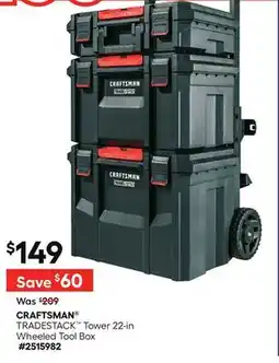 Lowe's CRAFTSMAN TRADESTACK Tower 22-in Wheeled Tool Box offer