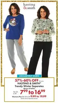 Boscov's HASTING & SMITH Trendy Winter Separates offer