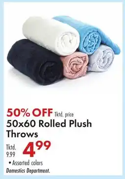 Boscov's 50x60 Rolled Plush Throws offer