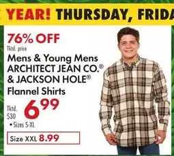 Boscov's Mens & Young Mens ARCHITECT JEAN CO. & JACKSON HOLE Flannel Shirts offer