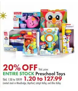 Boscov's ENTIRE STOCK Preschool Toys offer