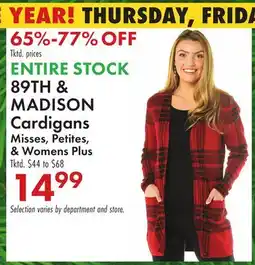 Boscov's ENTIRE STOCK 89TH & MADISON Cardigans offer