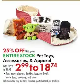 Boscov's ENTIRE STOCK Pet Toys, Accessories, & Apparel offer