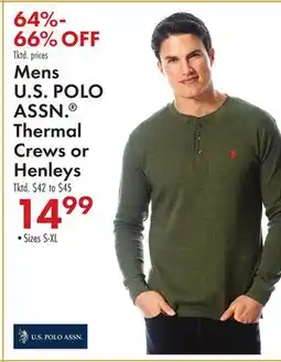 Boscov's Mens U.S POLO ASSN. Thermal Crews or Henleys Tktd offer