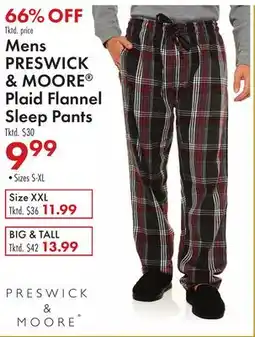 Boscov's Mens PRESWICK & MOORE Plaid Flannel Sleep Pants offer