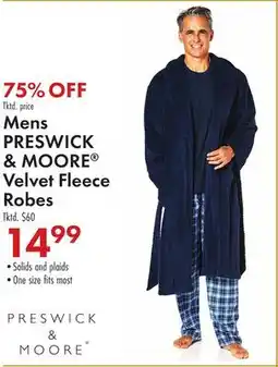 Boscov's Mens PRESWICK & MOORE Velvet Fleece Robes offer
