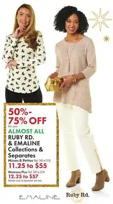 Boscov's ALMOST ALL RUBY RD. & EMALINE Collections & Separates offer
