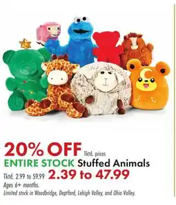 Boscov's ENTIRE STOCK Stuffed Animals offer