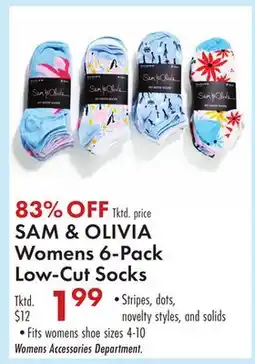 Boscov's SAM & OLIVIA Womens 6-Pack Low-Cut Socks offer