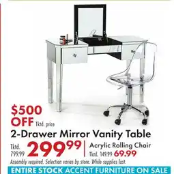 Boscov's 2-Drawer Mirror Vanity Table Rolling offer