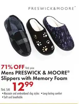 Boscov's Mens PRESWICK & MOORE Slippers with Memory Foam offer