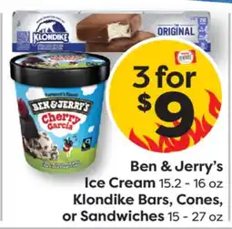 Weis Markets Ben & Jerry's Ice Cream 15.2-16 oz Klondike Bars, Cones, or Sandwiches 15-27 oz offer
