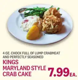 Kings Food Markets KINGS MARYLAND STYLE CRAB CAKE offer