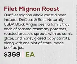 DeCicco & Sons mignon whole roast dinner offer