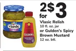 ACME Vlasic Relish 10 fl. oz. jar or Gulden's Spicy Brown Mustard 12 oz. btl offer