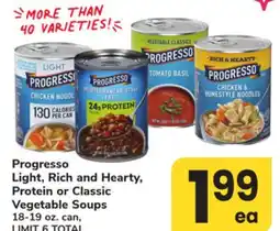 ACME Progresso Light, Rich and Hearty, Protein or Classic Vegetable Soups offer