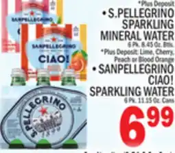 C Town S.PELLEGRINO SPARKLING MINERAL WATER, SANPELLEGRINO CIAO! SPARKLING WATER offer