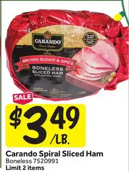 Stop&Shop Carando Spiral Sliced Ham offer