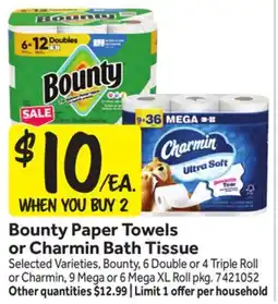 Stop&Shop Bounty Paper Towels or Charmin Bath Tissue offer