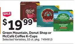 Stop&Shop Green Mountain, Donut Shop or McCafé Coffee K-Cups offer