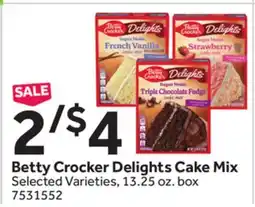 Stop&Shop Betty Crocker Delights Cake Mix offer