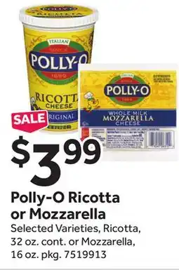 Stop&Shop Polly-O Ricotta or Mozzarella offer