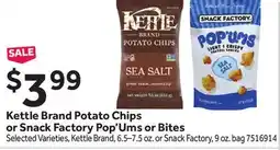 Stop&Shop Kettle Brand Potato Chips or Snack Factory Pop'Ums or Bites offer