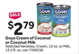 Stop&Shop Goya Cream of Coconut or Coconut Milk offer
