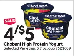 Stop&Shop Chobani High Protein Yogurt offer