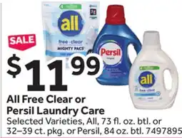 Stop&Shop All Free Clear or Persil Laundry Care offer