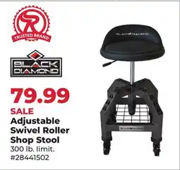 Runnings Black Diamond Adjustable Swivel Roller Shop Stool offer