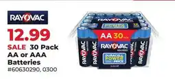 Runnings Rayovac 30 Pack AA or AAA Batteries offer