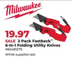 Runnings Milwaukee 2 Pack Fastback 6-In-1 Folding Utility Knives offer
