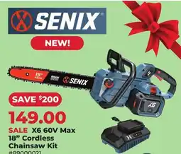 Runnings Senix X6 60V Max 18 Cordless Chainsaw Kit offer