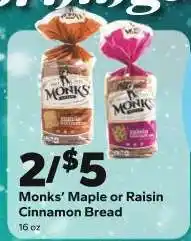 Save a Lot Monks' Maple or Raisin Cinnamon Bread offer