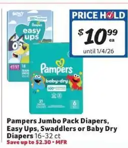 Winn Dixie Pampers Jumbo Pack Diapers, Easy Ups, Swaddlers or Baby Dry Diapers offer