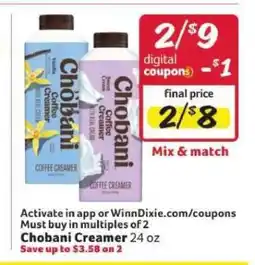 Winn Dixie Chobani Creamer offer