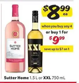 Winn Dixie Sutter Home or XXL offer
