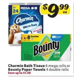 Winn Dixie Charmin Bath Tissue or Bounty Paper Towels offer